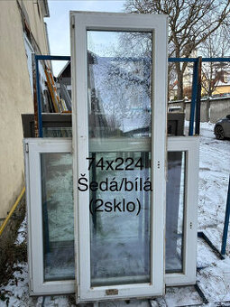 Plastové okno 740x2240, OS Levé, 2-sklo, 1x šedá