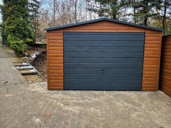 Plechová garáž 4×5,5 m Zlatý dub světlý /grafit „ALES“