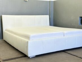 Manželská postel 180x200 Bílá eko kůže