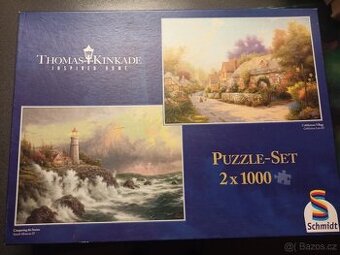 Thomas Kinkade-2x puzzle 1000 dílků a Německý ovčák 1000 díl