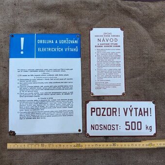 3 retro smaltované cedule