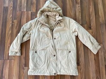Nová zateplená béžová bunda s kožíškem, vel S i více (má šíř