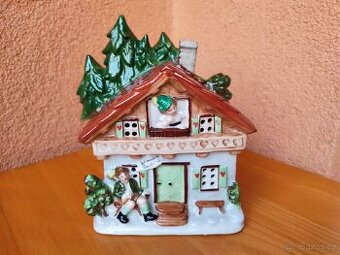 STARÁ PORCELÁNOVÁ NOČNÍ LAMPIČKA, PERNÍKOVÁ CHALOUPKA.