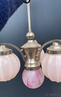 Starý funkcionalistický / art-deco lustr, ČSR, cca 1925–1935