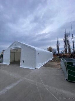 Plachtová hala - 10 x 24,4 x 6,1 - bílá, 900g/m2 - zvýšená
