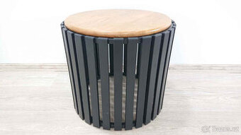 Kulatý odkládací stolek dřevo/kov 45 cm