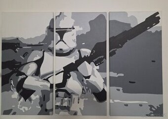 Ručně malovaný POP Art STAR WARS 3 dílný - 120x80 cm