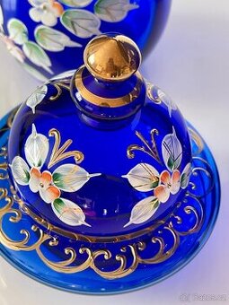 Novoborské sklo modré set 3 kusů