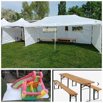 Stany - rozkládací stany - skákací hrad - stoly - pivní set