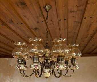 Porcelánovo-mosazný lustr - AKCE doprava