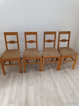 Dřevěné retro židle s čalouněným sezením - 1