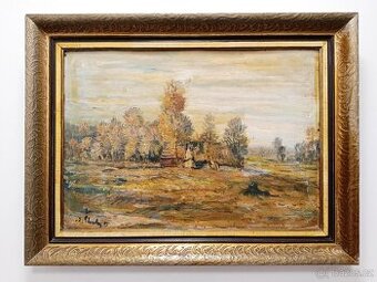 Obraz Jaroslav Štechr, Valašské chalupy, olej 62x82