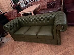 Nová kožená sedačka Chesterfield trojka. Top cena