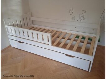 Dětská postel z masivu borovice TOMÍK - 200x90 cm - bílá - 1