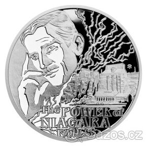Stříbrná mince Nikola Tesla - Niagarské vodopády proof