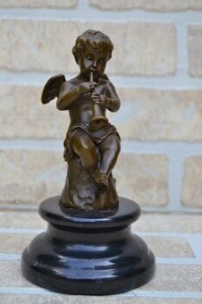 Bronzová socha - ANDĚL S TRUMPETOU