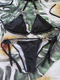 Nové dámské plavky L, černé s kamínky