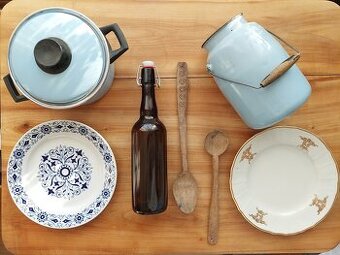 Staré retro nádobí, konvice, vařečka, míchačka žufánek SLEVA