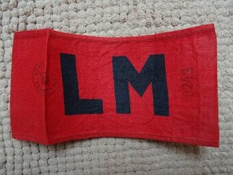 Dobová páska LM lidové milice, razítko KV KSČ Karlovy Vary