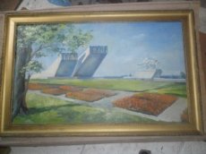 Olej na plátně obraz z období reálného socializmu.