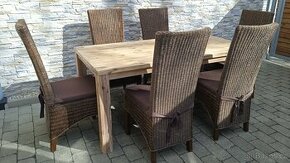 Jídelní stůl dubový rozkládací+6 židlí - 1