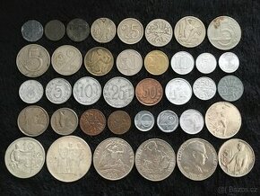 38 kusů mincí, každá mince jiná, z toho 7 ks stříbro, Česko