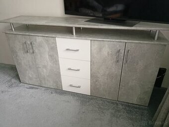 Komoda - bílá/dekor beton
