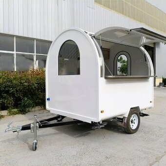 Food Truck Bílý 2,0 m široký s podvozkem a vybavením