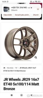 Disky JR29 R16 5x114,3, 5x100