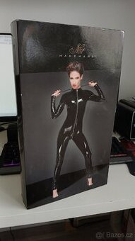 Catsuit kombineza lack lak latex se zipem Noir Handmade S 36