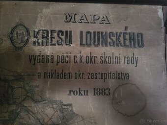 Historická mapa okresu Lounského – rok 1883, originál