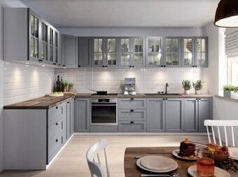 krásná  designová kuchyňská sestava bílý a šedý mat