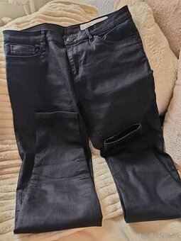 Černé voskované dámské kalhoty