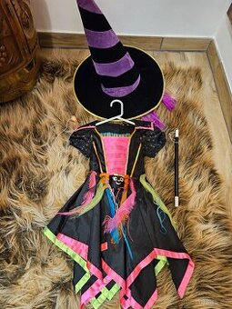 Kostým Čarodějnice, klobouk, hůlka, nos, vel.98