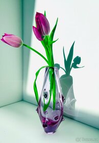 Retro váza Miroslav Klinger, hutní autorské sklo