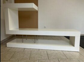 Bílý lesklý designový TV stolek - 1