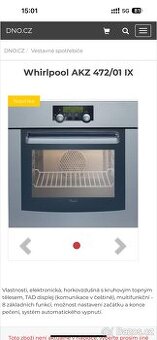 Vestavná pečicí trouba Whirlpool  AKZ 472/IX