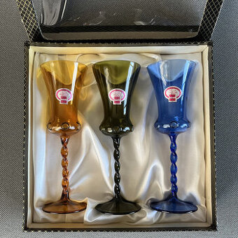 3x barevná sklenice, dárková sada, Lauscha Glas