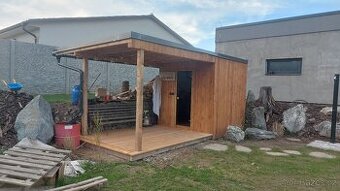 Venkovni sauna s pristreskem 2x2m