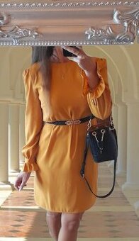 M&S elegantní hořčicové šaty - 1