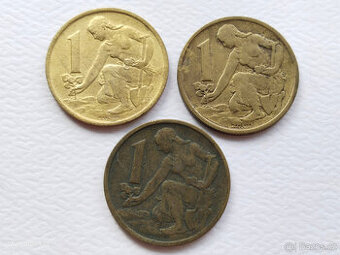 3x 1 koruna 1957 - 1959 Československo