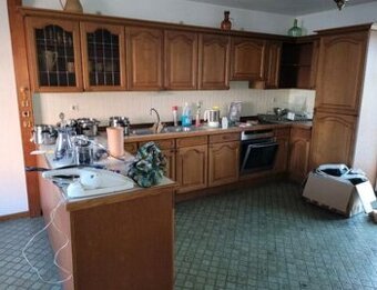 Rustikální dubová linka do U se spotřebiči,6236