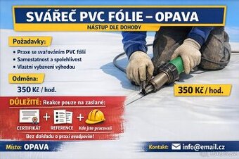 Hledám pracovníka – svařování PVC fólie - brigáda