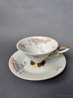 Mimořádný porcelánový šálek s podšálkem Waldershof Art Deco