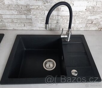 Granitový dřez 62 x 44 cm s ohebnou baterií - 1