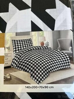 Ložní povlečení 140×200 + 70×90 – černobílý pepito vzor, bav