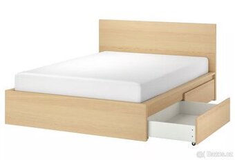 postel IKEA MALM 160×200 s rošty a 4 šuplíky, výborný stav