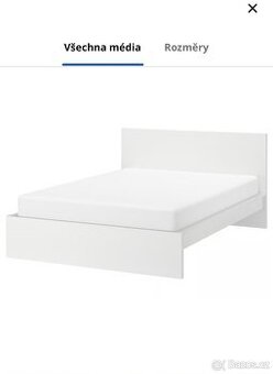 Ikea Bílá postel Malm 160x 200cm