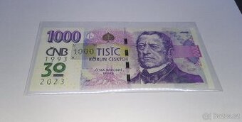 1000 Kč ČNB S PŘÍTISKEM - 30 LET MĚNOVÉ ODLUKY