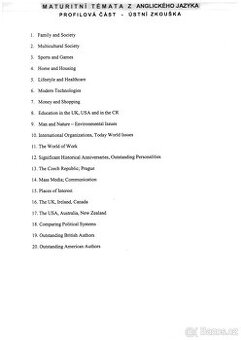 Maturitní otázky z AJ/ Angličtiny (ústní zkouška)